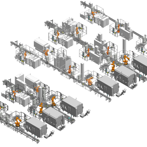 Robotlinjer för hantering av kugghjul